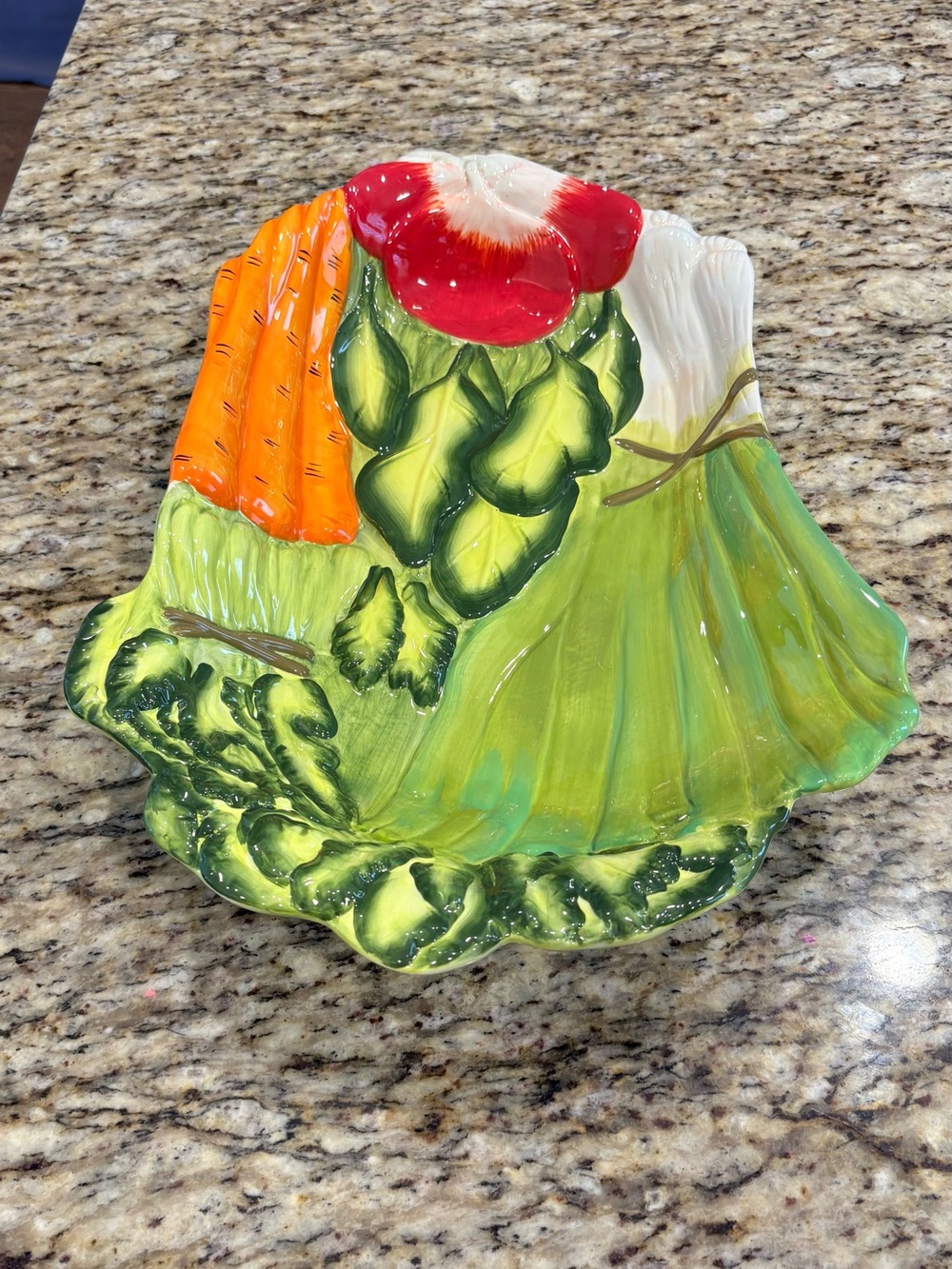 Certified International Bright Green, Orange and Red  Skirt Plate big XL BOWLD